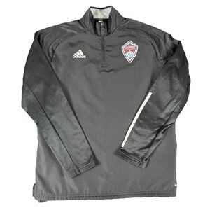 Adidas Colorado Rapids Pullover L Black 1/4 Zip MLS Soccer Training Top